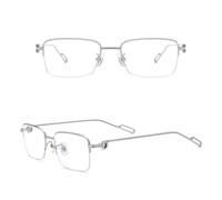 HPIRME Monture de lunettes en alliage de titane pour homme, demi-cerclée (argent)