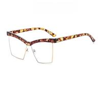 HPIRME Monture de lunettes rétro demi-monture pour femmes et hommes, transparente (fleur de thé)