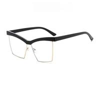 HPIRME Monture de lunettes rétro demi-monture pour femmes et hommes, transparente (noire)