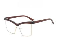 HPIRME Monture de lunettes rétro demi-monture pour femmes et hommes, transparente (thé)