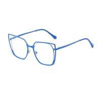 HPIRME Montures œil-de-chat en métal à double anneau bicolore (bleu)