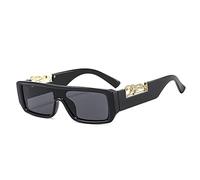 HPIRME One Piece Small Rectangle Leopard Lunettes de soleil pour femmes Gradient Lunettes de soleil Hommes Hip Hop Shades Flat Eyewear, Noir Gris, taille unique