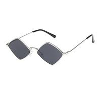 HPIRME Petit losange lunettes de soleil dames nuances métal cadre océan couleur miroir rétro noir rétro alliage lunettes de soleil, 4, taille unique
