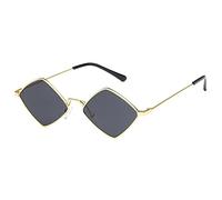 Petit Losange Lunettes de Soleil Dames Nuances métal Cadre océan Couleur Miroir rétro Noir rétro Alliage Lunettes de Soleil, 3, Taille Unique