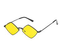 HPIRME Petit losange lunettes de soleil dames nuances métal cadre océan couleur miroir rétro noir rétro alliage lunettes de soleil, 9, taille unique