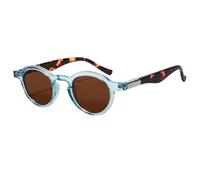 HPIRME Petites lunettes rondes rétro punk dégradées UV400 pour femmes et hommes (bleu-marron)