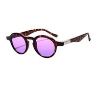 HPIRME Petites lunettes rondes rétro punk dégradées UV400 pour femmes et hommes (léopard-violet)