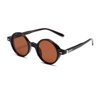 HPIRME Petites lunettes rondes style punk pour femmes, vintage, rivets, verres UV400 (thé)