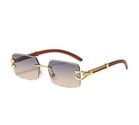 HPIRME Rectangle sans monture lunettes de soleil hommes carré diamant léopard décorer lunettes dégradé lunettes de soleil, C07 gris marron, taille unique