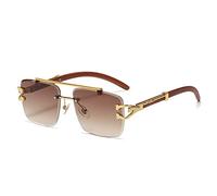 HPIRME Rectangle sans monture lunettes de soleil hommes carré diamant léopard décorer lunettes lunettes de soleil dégradé, A05 or marron, taille unique
