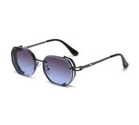 HPIRME Steampunk Lunettes de Soleil sans Monture Femmes Petites Lunettes de Soleil Rondes Lunettes Vintage pour Hommes Rouge UV 400,6, Taille Unique