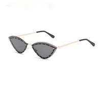 HPIRME Triangle Cat Eye Lunettes de Soleil Alliage Sans Monture Cristal Brillant Lunettes de Soleil Nuances Féminines, gris or, taille unique