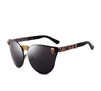 HPIRME Vintage Cat Eye lunettes de soleil femmes hommes métal crâne or rose Cool lunettes de soleil pour femme UV400, 1, taille unique