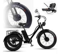 HpJfdsU Tricycle Adulte à Gros Pneus De 24 Pouces (7 Vitesses) - Cadre à Passage Bas/Grand Panier/SièGe Plus Large RéGlable, VéLos De CroisièRe pour Adultes + éCran LCD + Phare Black