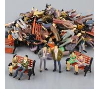 HpLive 50 maquettes de trains architecturaux assis Modèle debout Personnes Figures+6 Banc Train Railway Layout Échelle 1:75