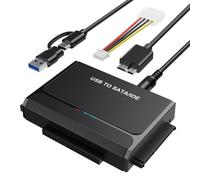 HpLive Adaptateur de disque dur USB 3.0 IDE vers convertisseur SATA, lecteur de lecteur externe, haute vitesse 5 Gbit/s, avec bloc d'alimentation 12 V, pour disque dur 2,5/3,5", plastique ABS, Plug