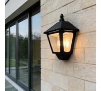 HpLive Applique murale extérieure solaire LED avec détecteur de mouvement, 3 modes, étanche IP65, pour jardin et cour, lumière à filament blanc chaud (noir)
