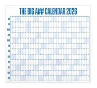 HpLive Calendrier mural 2026, 122 x 91 cm, grand calendrier mural effaçable avec surface effaçable au format, étiquettes et marqueurs à code couleur (bleu)