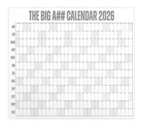 HpLive Calendrier mural 2026, 122 x 91 cm, grand calendrier mural effaçable avec surface effaçable au format, étiquettes à code couleur et marqueur (gris)