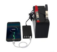 HpLive Convertisseur DC avec batterie pince crocodile, DC avec clip de batterie 12 V/24 V vers 5 V 4 ports, chargeur USB multiport, adaptateur multiport pour téléphones portables, tablettes, appareils
