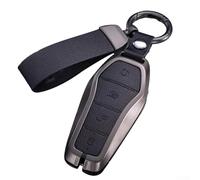HpLive Coque de clé de voiture en alliage de zinc et cuir pour BYD Song Qin Han EV pour Tang DM, porte-clés télécommande (noir)