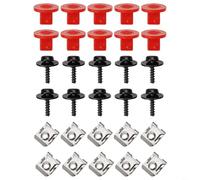 HpLive Couvercle de moteur Châssis Carénage Vis Écrous Pinces Set T30 Torx Tête U Écrous Garde-boue Écrous Rouge Plastique Clips Noir Matériau ABS