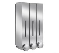 HpLive Distributeur de savon mural avec 1/2/3 compartiments (420 ml) pour salle de bain, cuisine, douche, installation sans trou (Silver Triple)