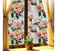 HpLive Film autocollant pour fenêtre avec effet arc-en-ciel, motif floral double face, protection UV et brise-vue (43 cm x 500 cm)