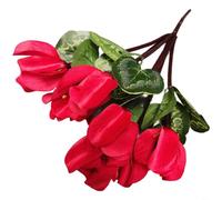 HpLive Fleurs artificielles, cyclamen artificielles à 7 branches en tissu doux, 36 cm de haut, décoration réaliste pour table ou étagère, rouge vif