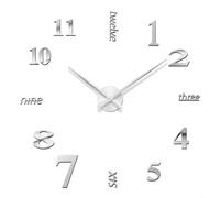 HpLive Grande horloge murale 3D DIY - En acrylique - Design sans cadre - Avec mouvement silencieux - Grands chiffres arabes - Facile à monter soi-même - Argenté