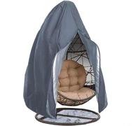 HpLive Housse de fauteuil suspendu de jardin - 230 x 200 cm - Étanche - Pour fauteuil double - Résistante aux intempéries - Noir et gris - Pour toute l'année - Facile à transporter (noir)