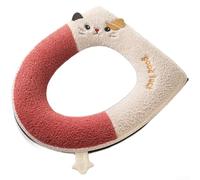 HpLive Housse de Siège WC Douce avec Fermeture Éclair 37x43cm(Cat Red)