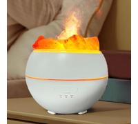 HpLive Humidificateur d'air LED avec flamme et lumière dégradée, grand réservoir de 360 ml, modes de minuterie et d'éclairage réglables, pour chambre à coucher, bureau, blanc