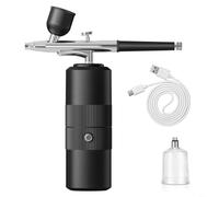 HpLive Kit aérographe sans fil avec 3 niveaux de pression, buse de 0,3 mm et charge rapide USB pour peinture automobile, modélisme et nail art, pression d'air réglable, avec gobelet de rechange (noir)