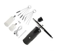 HpLive Kit aérographe sans fil avec 3 niveaux de pression, buse de 0,3 mm et charge rapide USB pour peinture automobile, modélisme et nail art, pression d'air réglable, avec gobelet de rechange (Black