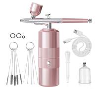 HpLive Kit aérographe sans fil avec 3 niveaux de pression, buse de 0,3 mm et charge rapide USB pour peinture automobile, modélisme et nail art, pression d'air réglable, avec gobelet de rechange (rose