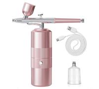 HpLive Kit aérographe sans fil avec 3 niveaux de pression, buse de 0,3 mm et charge rapide USB pour peinture automobile, modélisme et nail art, pression d'air réglable, avec gobelet de rechange (rose)