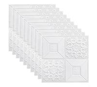 HpLive Lot de 10/20/40 panneaux muraux 3D, en mousse, aspect pierre, revêtement mural doux, pour salon, chambre à coucher, cuisine, 35 x 35 cm, blanc (10 pièces)