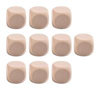 HpLive Lot de 10 dés en bois brut non traité, blocs carrés pour bricolage, peinture, gravure, sérigraphie, jeux de société, chiffres, motif soirée de famille, créativité, dés en bois naturel (25 mm)