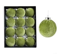 HpLive Lot de 12 boules de Noël en velours - Boules de Noël en plastique avec crochet de suspension pour décoration de sapin de Noël festive (A)