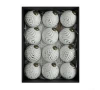 HpLive Lot de 12 boules de Noël vintage de 8 cm, boules de Noël rustiques, décoration de sapin de Noël durable pour idées de maison festives (argenté)