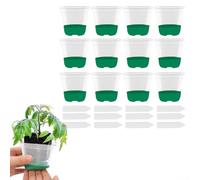 HpLive Lot de 12 pots de fleurs transparents avec étiquettes, pots de culture réutilisables avec drainage et base en silicone