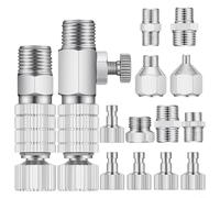 HpLive Lot de 14 adaptateurs d'aérographe avec dégagement rapide, acier à outils pour Iwata/Master/Grex, connecteurs 1/8 et 1/4", accessoires durables pour tuyau de compresseur