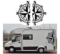 HpLive Lot de 2 autocollants Com-pass pour voiture, camping-car, caravane, 90 x 51 cm
