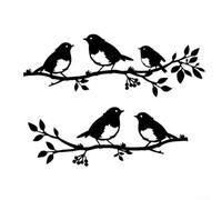 HpLive Lot de 2 décorations murales en forme d'oiseau en métal - Décoration de jardin - Clôture de balcon - Silhouette d'oiseau pour l'extérieur - 43 x 15 cm - Noir