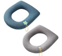 HpLive Lot de 2 housses de siège de toilette, housses de siège de toilette, housses douces et épaisses pour siège de toilette, housse de toilette douce avec crochet, coussin chauffant lavable pour