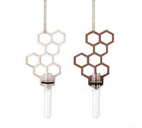 HpLive Lot de 2 pots à essai muraux créatifs en bois - Décoration hexagonale - Pour plantes, chambre et balcon - 14 x 10 x 3 cm