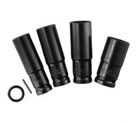 HpLive Lot de 4 clés à douille hexagonales 17-22 mm en acier au chrome vanadium pour visseuse à percussion électrique avec raccord 1/2" compatible avec AC (anneau + broche)
