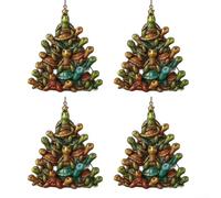 HpLive Lot de 4 décorations de sapin de Noël - Tortue de mer - En plastique coloré - 8 x 8 cm - Avec œillet de suspension - Motif animal - Décoration pour arbre, cheminée, maison, bureau