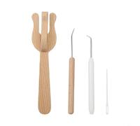 HpLive Lot de 4 fourchettes à tricoter en bois avec grand œillet aiguille et aiguille incurvée, surface lisse, pour cordons, tresses, bijoux, écharpes, travaux manuels